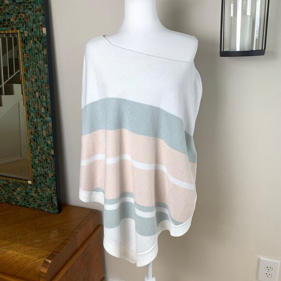 NEW Barefoot Dreams One Size CozyChic Ultra Lite Ocean Breeze Poncho Pink Multi - Picture 2 of 10